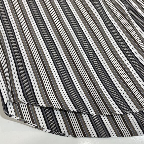 VTG Brioni Men’s Shirt Large Gray White Stripe Long Sleeve Dress Preppy Cotton - Picture 2 of 7